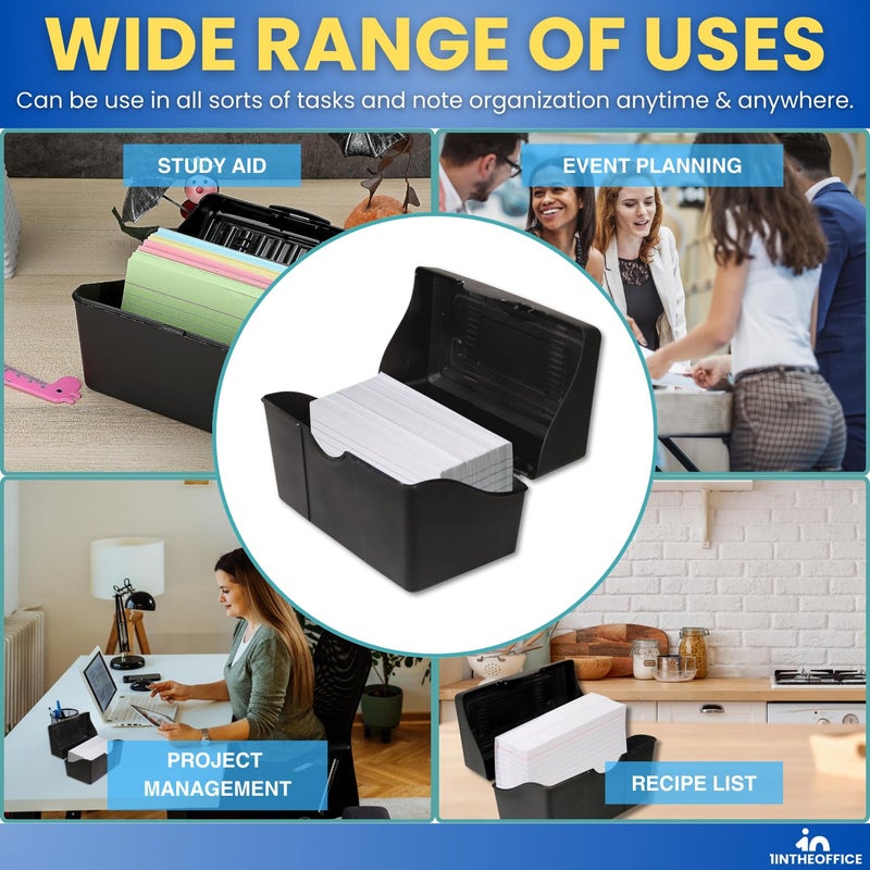 1InTheOffice Index Card Box 5x8 Index Card Holder, 400 Card Capacity Black (2 Pack) - Image 5
